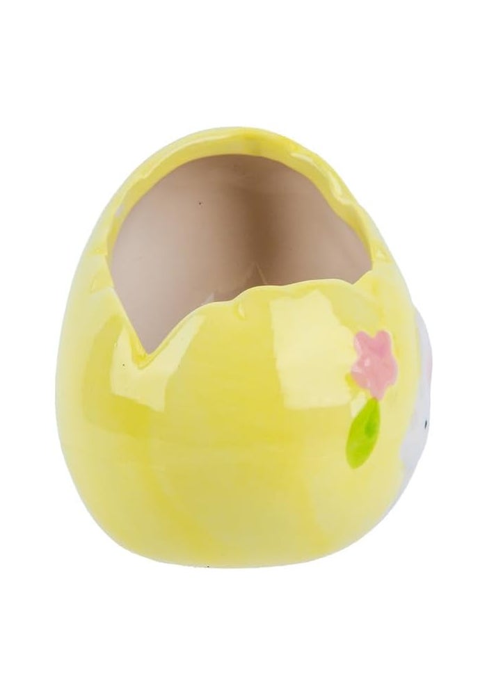 Daiso Easter Ceramic Egg Planter - Yellow - Image 1